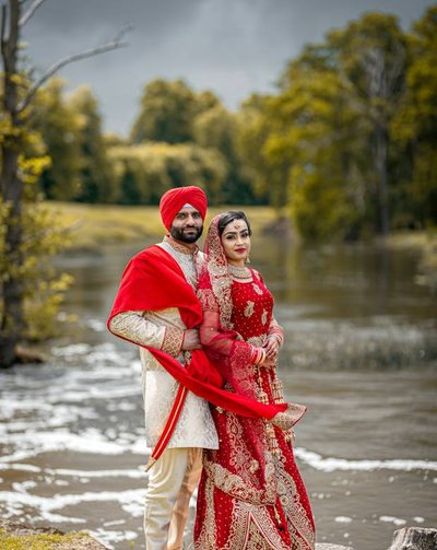Bride and groom sharing a quiet moment outdoors